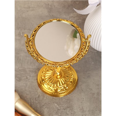Зеркало настольное ажурное двустороннее 20 см овал / YDW-01 /уп 72/золото