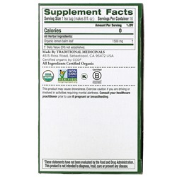 Traditional Medicinals, органическая мелисса, без кофеина, 16 чайных пакетиков, 24 г, (0,85 унции)