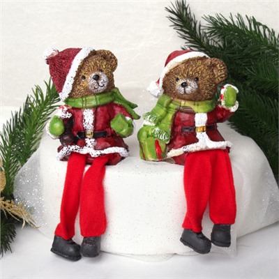 Фигурка Мишка 18 см висячие ножки / BEAR209-AB /уп 60/Новый год