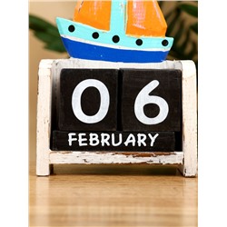 Календарь настольный «Парусник», 11×5×16 см, дерево, оранжевый