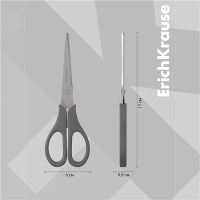 Ножницы ErichKrause EasyCut, 17 см, лезвия из нержавеющей стали, двойная заточка, ударопрочный пластик, МИКС