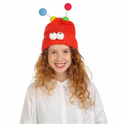 Карнавальная шапка «Глазастик», с рожками р-р 56-58, красная