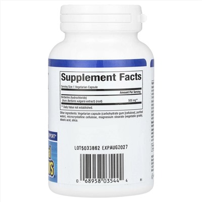 Natural Factors, WellBetX, берберин, 500 мг, 60 вегетарианских капсул