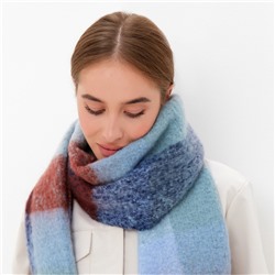 Шарф зимний объемный с кистями MINAKU, принт клетка, размер 210×38+18 см