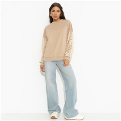 Свитшот комбинированный с кружевом, Роскошь без пафоса