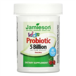 Jamieson Natural Sources, Kids, Probiotic, Cherry Berry, 5 Billion CFU Active Cells, 60 Chewable Tablets