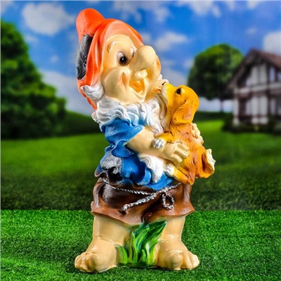 Садовая фигура из полистоуна «Гном с собачкой», 46×22×23 см