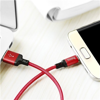 Кабель USB - micro USB Hoco X14 Times Speed  200см 2A  (red/black)