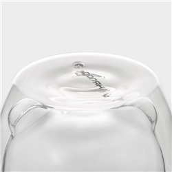 Стакан с двойными стенками Доляна «Вверх дном», 250 мл, 9×9 см, на деревянной подставке, стекло, прозрачный