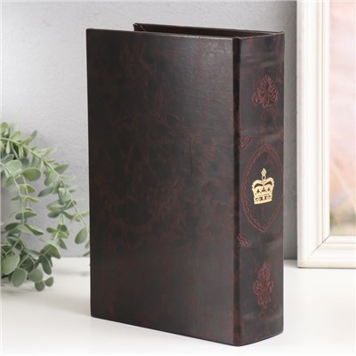 Шкатулка книга - сейф «Герб с короной», дерево, искусственная кожа, 27×18×7 см