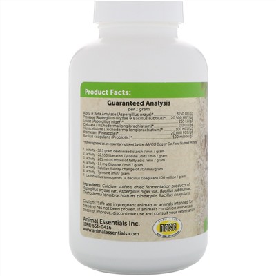 Animal Essentials, Растительные энзимы и пробиотики, Для собак и кошек, 10,6 унц. (300 г)