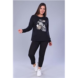 Футболка 55038 с дл.рукавом (Черный)