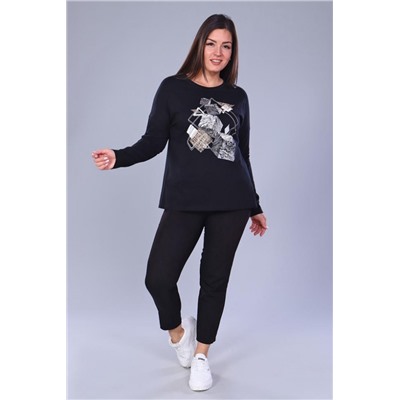 Футболка 55038 с дл.рукавом (Черный)