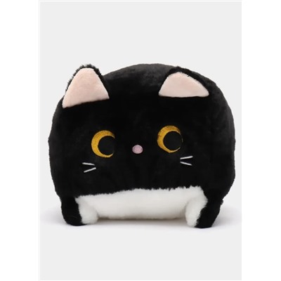 Мягкая игрушка кот-кирпичик котокуб глазастый квадратный котик, черный 30 см