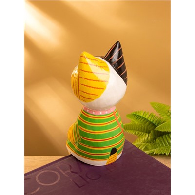 Сувенир «Кошка сидящая», 10×10×28 см, дерево, жёлтый