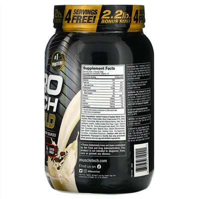 Muscletech, Nitro Tech, 100% Whey Gold, сывороточный протеин, печенье с кремом, 1,00 кг (2,21 фунта)
