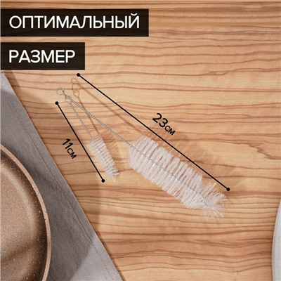 Ёршик для посуды Доляна, 2 шт.: 4×23 см, 2×11 см