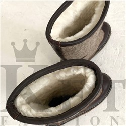 Женские теплые валенки, коричневые, войлочная подошва