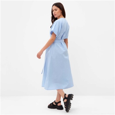 Платье на пуговицах миди женское MIST Summer time, голубое, размер 50