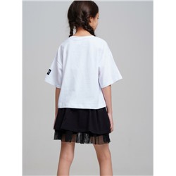 Комплект трикотажный для девочек: фуфайка (футболка), юбка-шорты