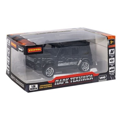 Машина метал. инерционная, М1:36, 4 открыв. двери "Парк Техники" джип черный