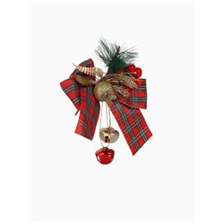Ёлочная игрушка «Зимнее волшебство. Новогодний стиль» пластик, бант клетка ягоды, 14×11 см, красный