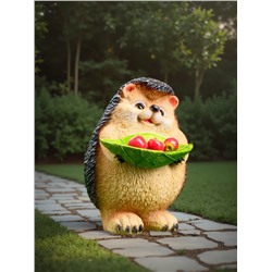 Садовая фигура из полистоуна «Ежик с листочком», 16×11×12 см