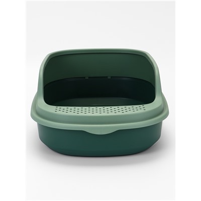 Лоток для кошек Фур-Мур 48×35.5 см с высоким бортом + совок, Soft-touch, изумруд