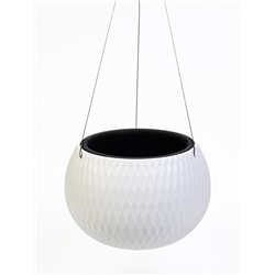 Кашпо для цветов «Жемчужина», 4 л, d=29 см, h=19.5 см, пластик, со вставкой, подвесное, белое