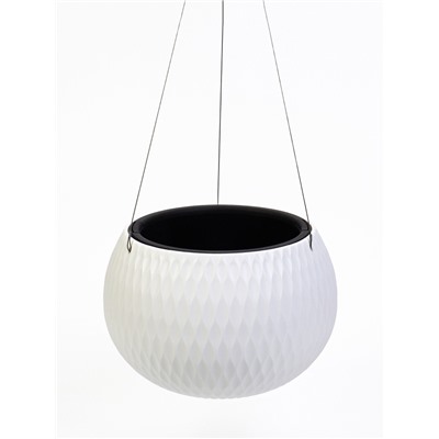 Кашпо для цветов «Жемчужина», 4 л, d=29 см, h=19.5 см, пластик, со вставкой, подвесное, белое