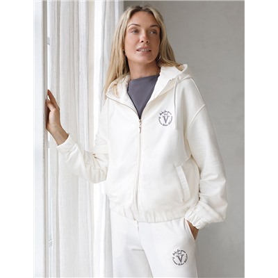 Зип худи на молнии из петельчатого футера трехнитки с резинкой по низу и манжетами