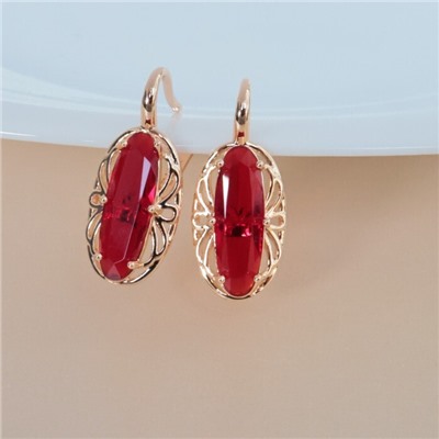 Серьги ювелирная бижутерия коллекция "Дубай" покрытие позолота, вставка: фианиты, цвет: красный, арт.314.346
