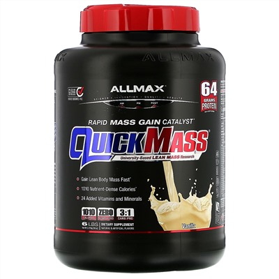 ALLMAX Nutrition, QuickMass, Weight Gainer, Rapid Mass Gain Catalyst, Vanilla, 6 lbs (2.72 kg)