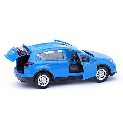 Машина металл Toyota Rav4 12 см, (двери, багажн, синий) инерц. в коробке