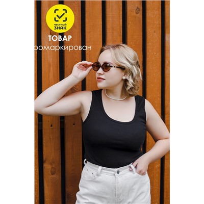 Майка базовая в рубчик черная НАТАЛИ, 1196376