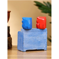 Календарь настольный «Пара совят», 8×4×9.5 см, дерево, синий, красный