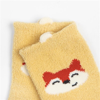 Носки детские махровые со стопперами MINAKU: Cozy Winter, жёлтые, размер 10-12
