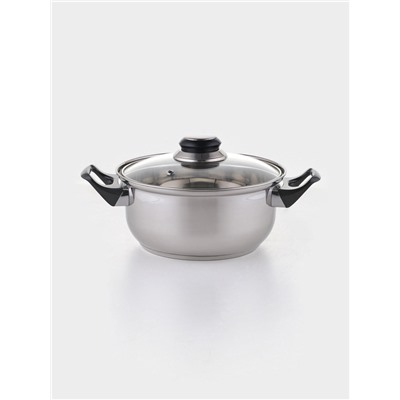 Набор посуды «Чёрная ночь», 8 предметов: кастрюли 1.5 л, 2 л, 3 л, сковородка d=24 см, 4 крышки, индукция, нержавеющая сталь