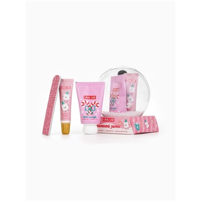 Новогодний подарочный набор косметики: крем для рук, масло для губ и пилочка для ногтей, URAL LAB