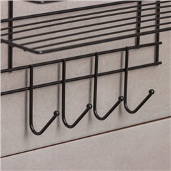 Полка для ванной прямая, 4 крючка, 33×12.5×21 см, чёрная