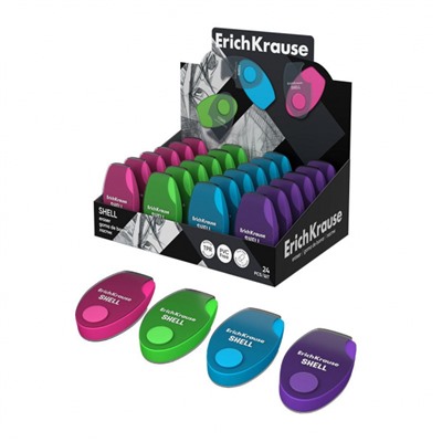 Ластик EK35133 "Ракушка" в пластиковом футляре 59х33х14 мм ErichKrause