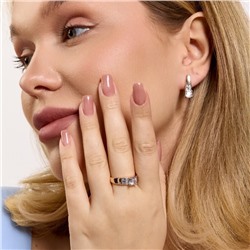 Комплект ювелирной бижутерии коллекция "Дубай" серьги и кольцо 19 р, покрытие позолота, вставка: цирконы, цвет: прозрачный, арт.414.066-19