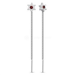 Серьги-продёвки из серебра с фианитами родированные - 6 см 925 пробы Пс-027-204р