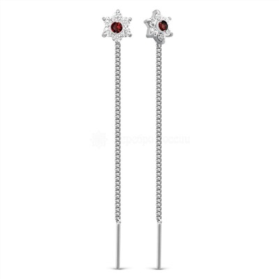 Серьги-продёвки из серебра с фианитами родированные - 6 см 925 пробы Пс-027-204р