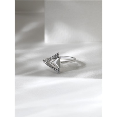Кольцо из серебра с фианитами родированное - Треугольник 925 пробы к-7273р200