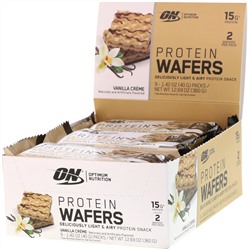 Optimum Nutrition, Протеиновые вафли, ванильный крем, 9 упаковок, 40 г (1,42 унции) каждая