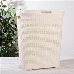 Корзина бельевая, 60 л, 34.6×44.5×56 см, с крышкой, слоновая кость