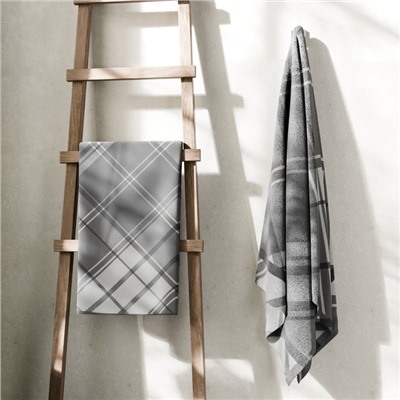 Полотенце махровое «Этель. Клетка», 50×90 см, хлопок 100%, серое