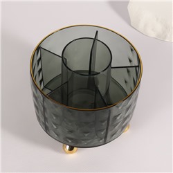 Подставка для хранения косметики GREEN, 6 секций, d=12.2×10.8 см, цвет зелёный, золотистый