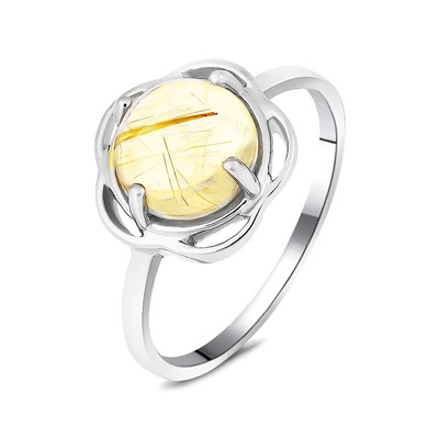 Кольцо, рутиловый кварц золотой, Фигаро